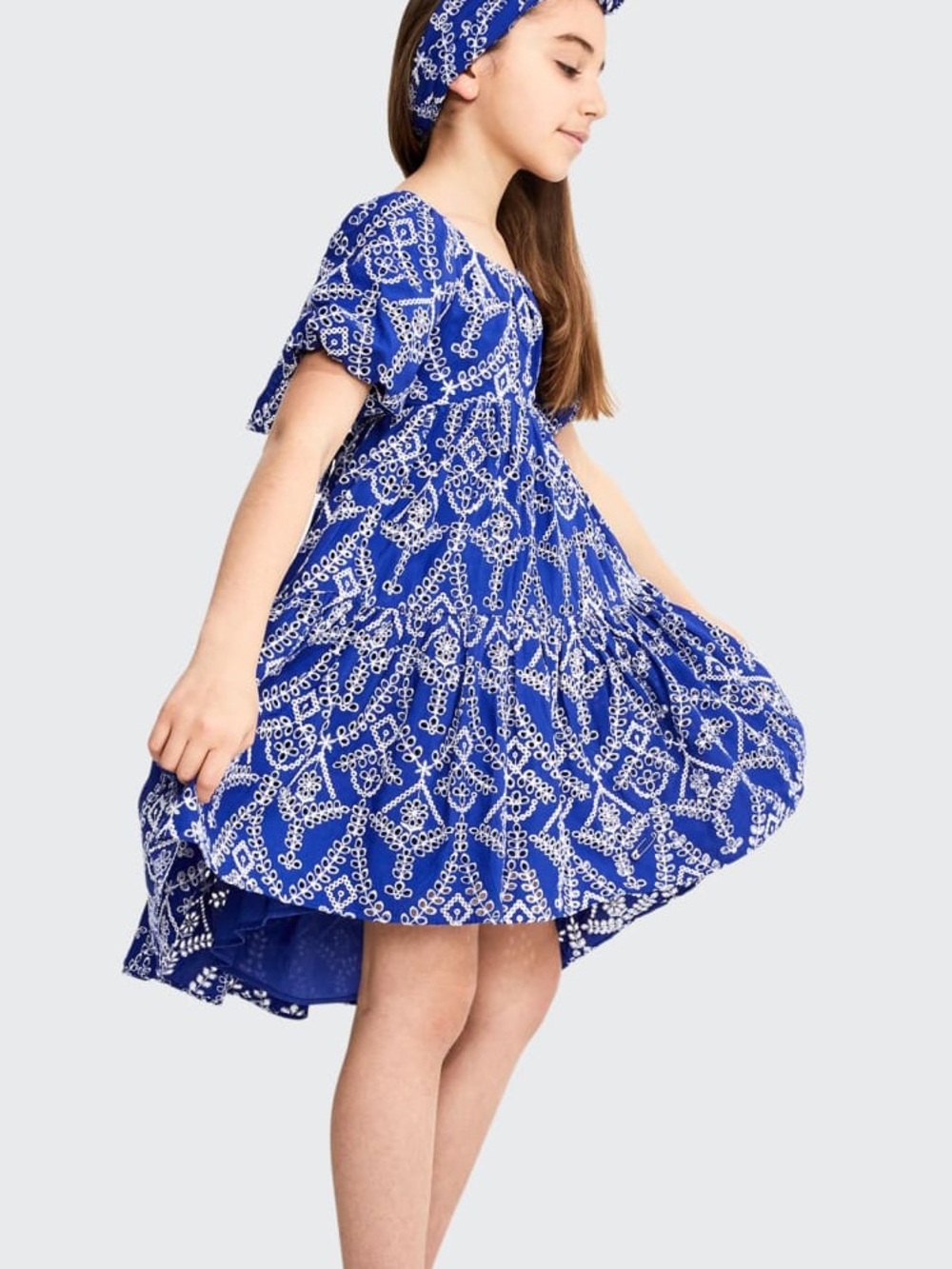BARDOT JUNIOR Girls Embroidered Tie-Back Tiered Dress